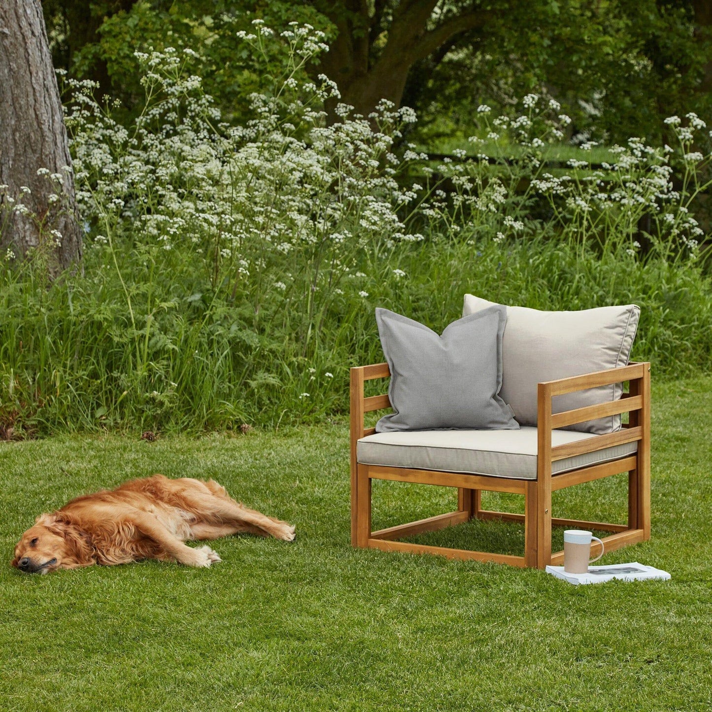 Rowan Natural Armchair with 2-Seater Sofa and Coffee Table Set - Laura James