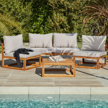 Rowan 2 Armchairs with 2 Seater Sofa and Coffee Table - Natural - Laura James