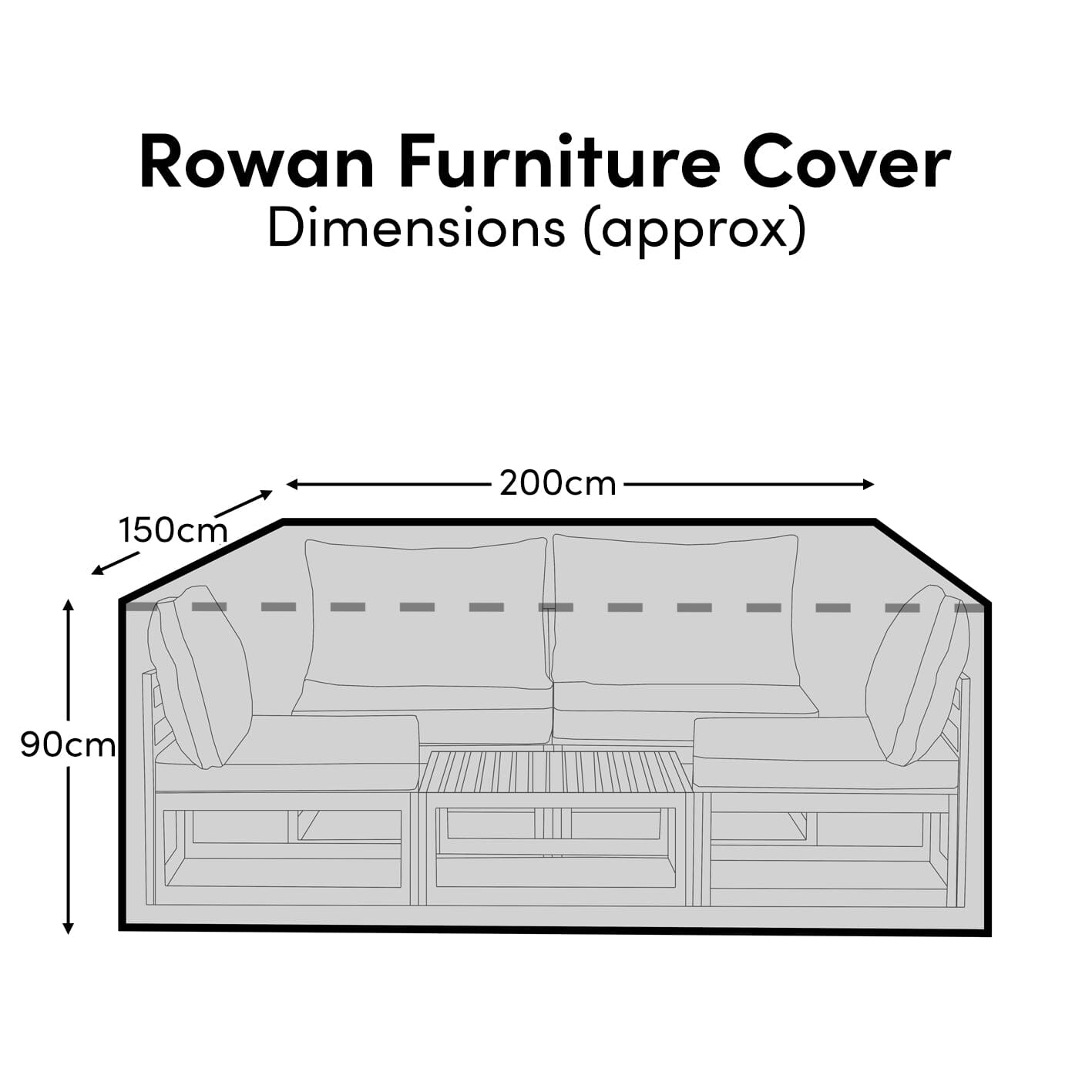 Small Rectangular Garden Furniture Cover 6 Seater - Lila - Ashby - Aspen - Marston - Oakley - Halston