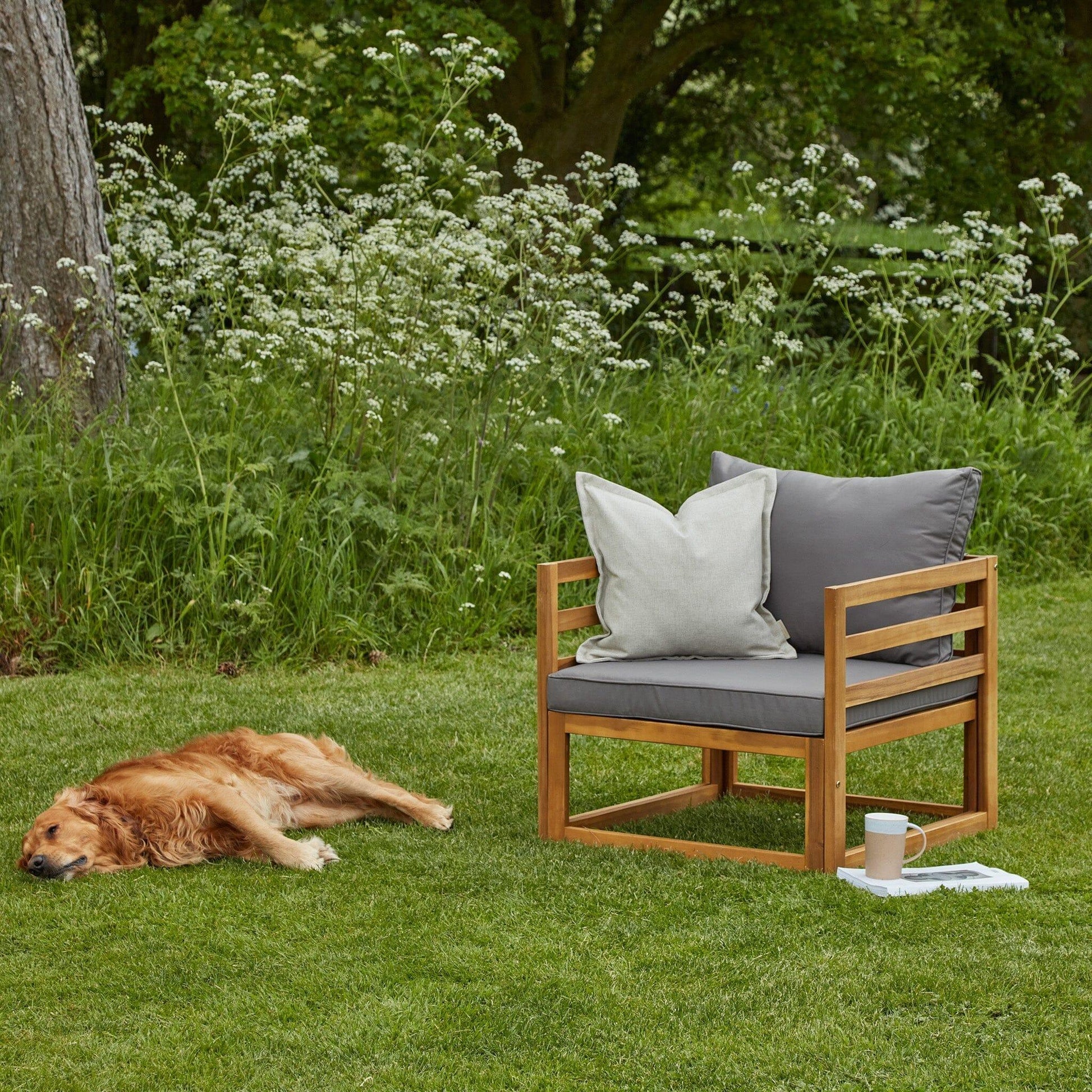 Rowan Outdoor Wooden Set with 2 Seater Sofa, 2 Armchairs and Coffee Table