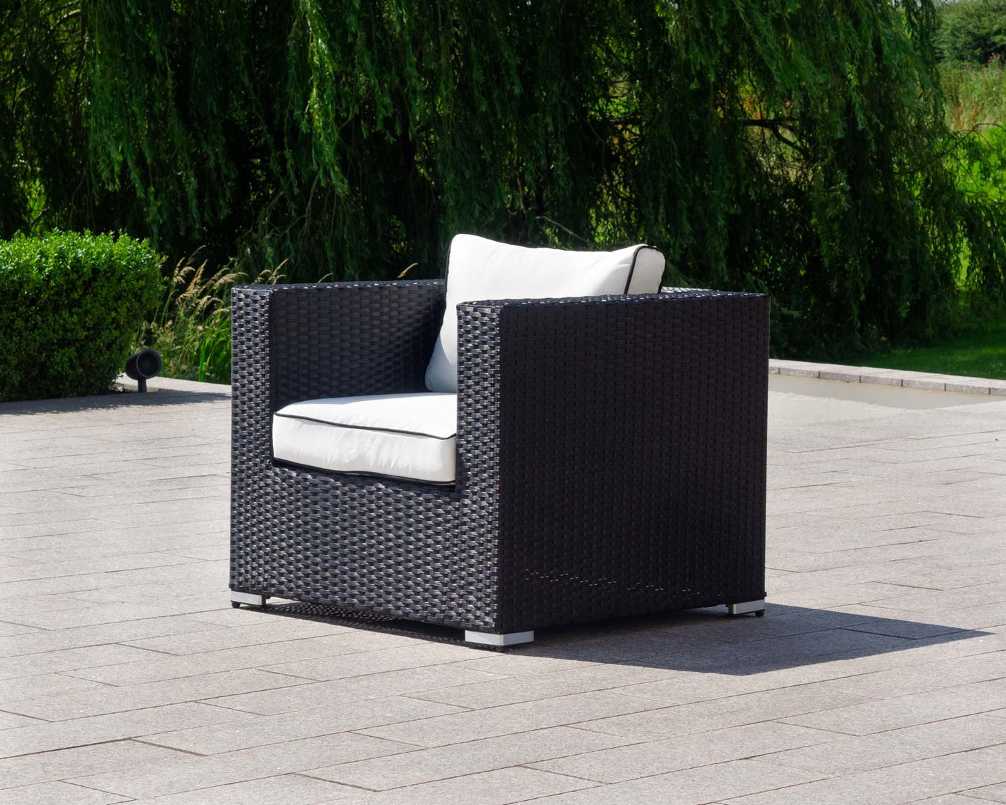Ascot 2 Seater Rattan Garden Sofa Set in Black and Vanilla