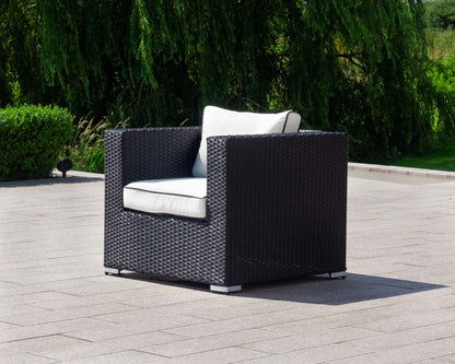 Ascot 2 Seater Rattan Garden Sofa Set in Black and Vanilla