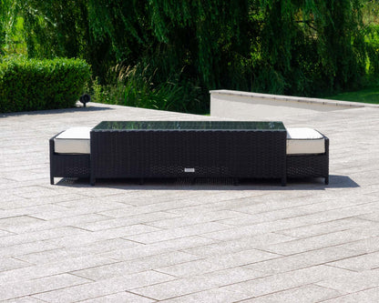 Ascot 2 Seater Rattan Garden Sofa Set in Black and Vanilla