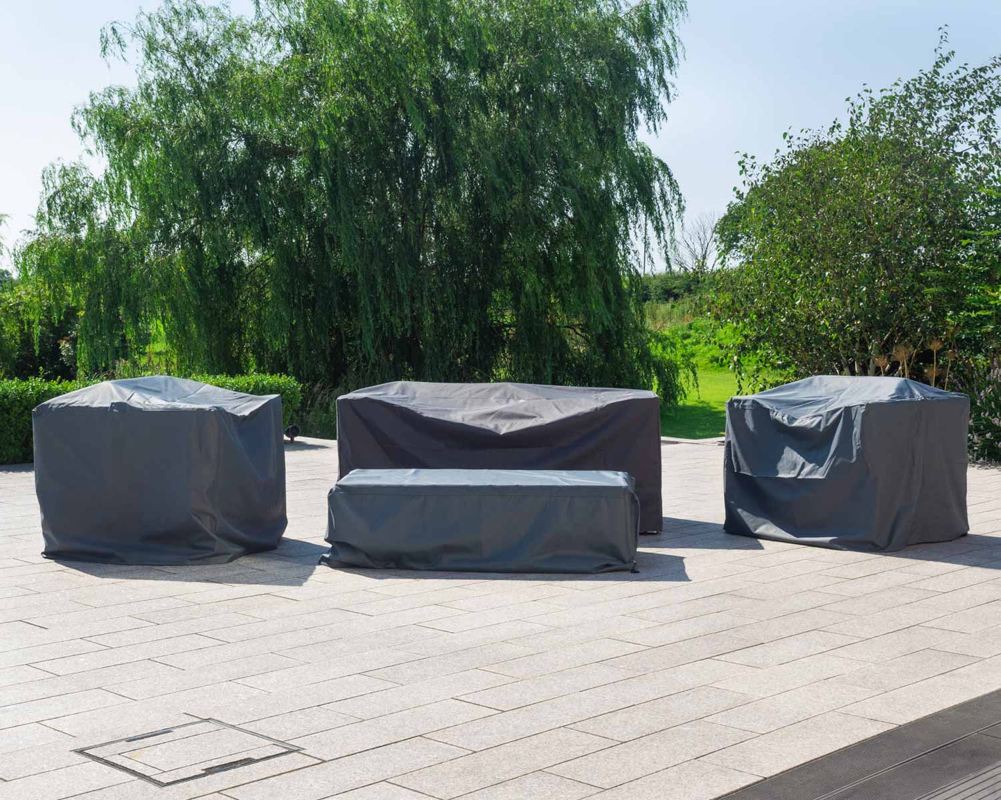 Ascot 2 Seater Rattan Garden Sofa Set in Black and Vanilla