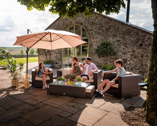 Ascot 2 Seater Rattan Garden Sofa Set in Chocolate and Cream