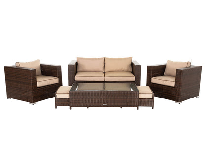 Ascot 2 Seater Rattan Garden Sofa Set in Chocolate and Cream