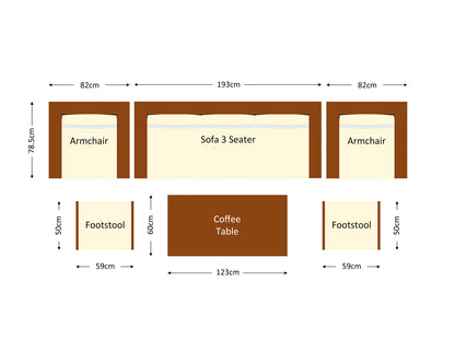 Ascot 3 Seater Rattan Garden Sofa Set in Chocolate and Cream