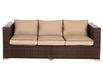 Ascot 3 Seater Rattan Garden Sofa Set in Chocolate and Cream