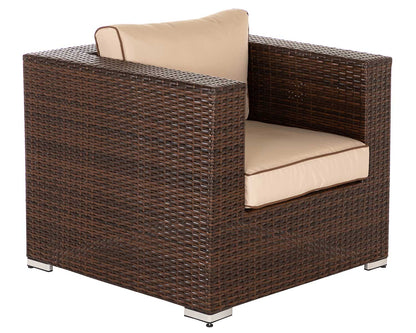 Ascot 3 Seater Rattan Garden Sofa Set in Chocolate and Cream