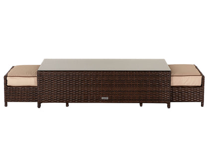 Ascot 3 Seater Rattan Garden Sofa Set in Chocolate and Cream