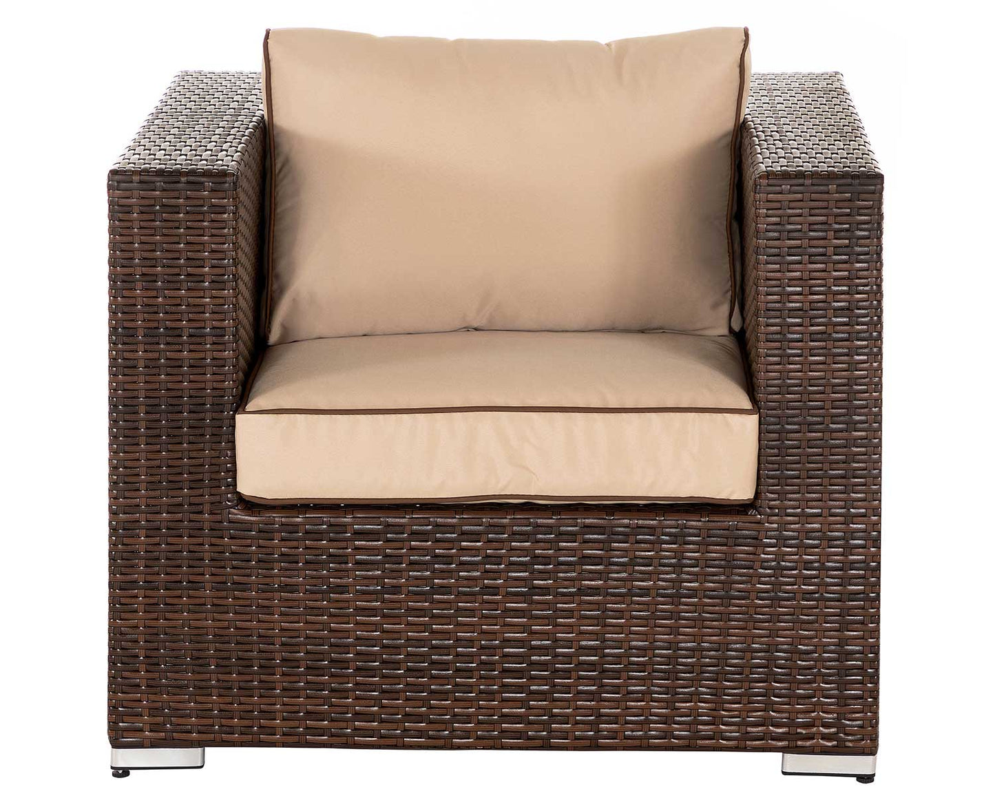 Ascot 3 Seater Rattan Garden Sofa Set in Chocolate and Cream