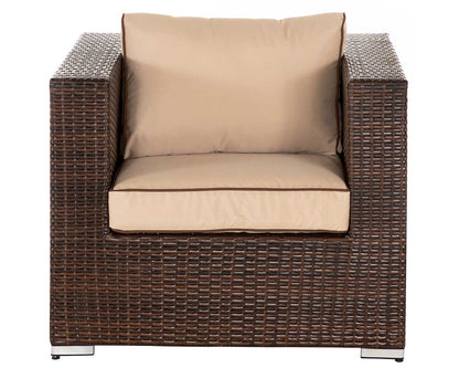 Ascot 3 Seater Rattan Garden Sofa Set in Chocolate and Cream