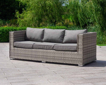 Ascot 3 Seater Rattan Garden Sofa Set in Grey