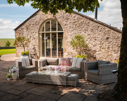 Ascot 3 Seater Rattan Garden Sofa Set in Grey