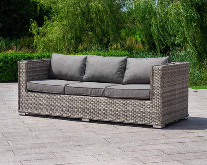 Ascot 3 Seat Sofa and Coffee Table with Footstools in Double Flat Grey