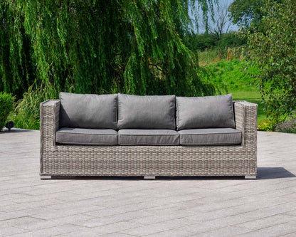 Ascot 3 Seater Rattan Garden Sofa Set in Grey