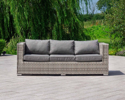 Ascot 3 Seat Sofa and Coffee Table with Footstools in Double Flat Grey