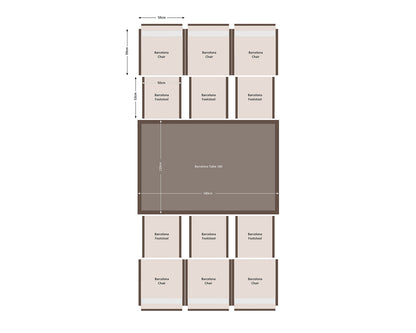 Barcelona 6 Seater Cube Set With Footstools in Truffle Brown and Cream
