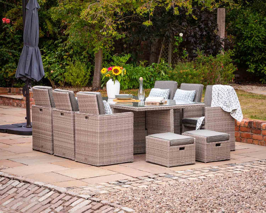 Barcelona 6 Seater Cube Set With Footstools in Grey