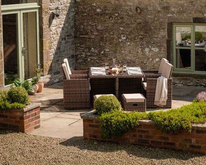 Barcelona 4 Seater Cube Set With Footstools in Truffle Brown and Cream
