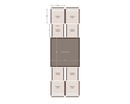 Barcelona 4 Seater Cube Set With Footstools in Truffle Brown and Cream