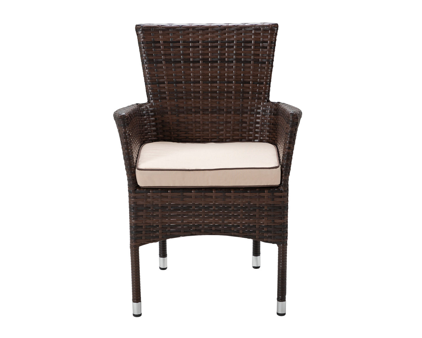 Cambridge 2 Rattan Garden Chairs and Small Round Dining Table Set in Chocolate and Cream