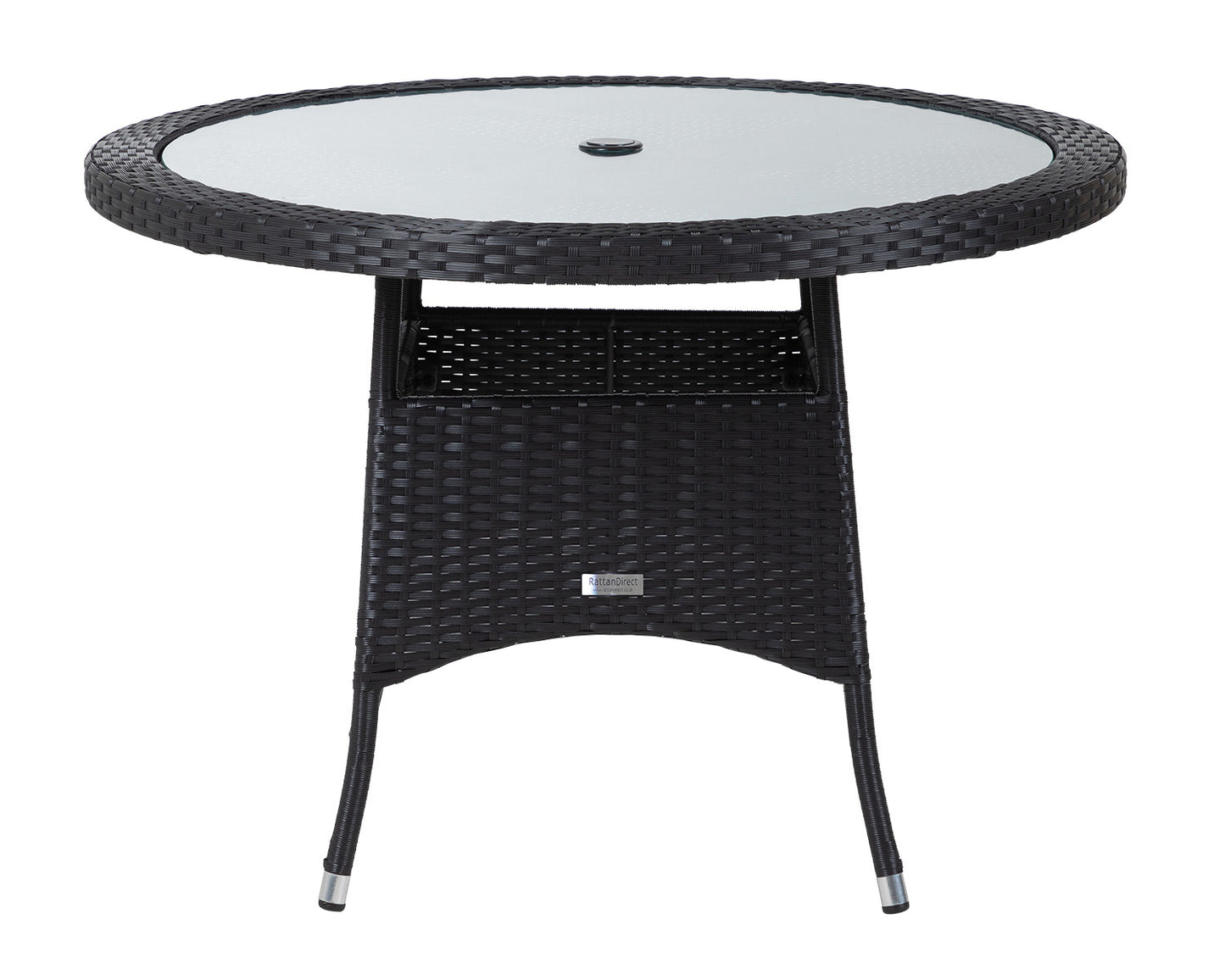 Cambridge 2 Rattan Garden Chairs and Small Round Table Set in Black and Vanilla