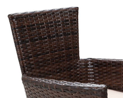 Cambridge 4 Rattan Garden Chairs and Small Round Dining Table Set in Chocolate and Cream