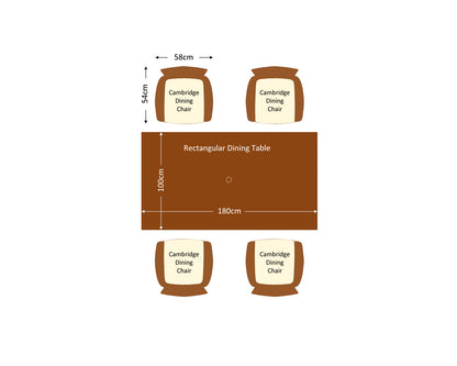 Cambridge 4 Rattan Garden Chairs and Rectangular Dining Table Set in Chocolate and Cream