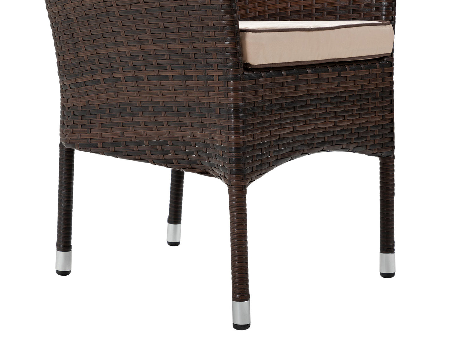 Cambridge 4 Rattan Garden Chairs and Rectangular Dining Table Set in Chocolate and Cream