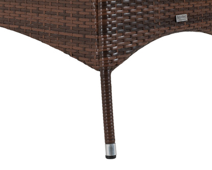 Cambridge 4 Rattan Garden Chairs and Rectangular Dining Table Set in Chocolate and Cream