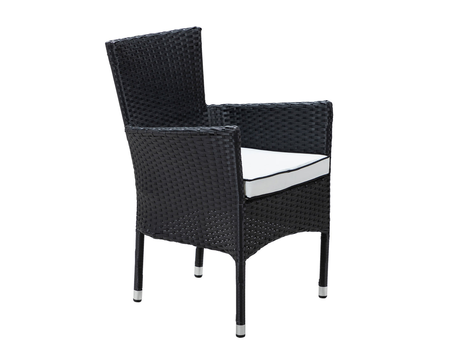Cambridge 4 Rattan Garden Chairs and Rectangular Dining Table Set in Black and Vanilla