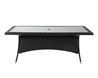 Cambridge 4 Rattan Garden Chairs and Rectangular Dining Table Set in Black and Vanilla