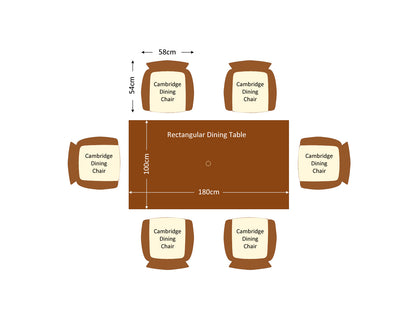 Cambridge 6 Rattan Garden Chairs and Rectangular Dining Table Set in Chocolate and Cream