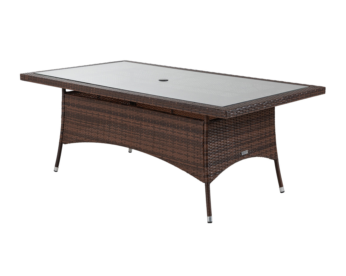 Cambridge 6 Rattan Garden Chairs and Rectangular Dining Table Set in Chocolate and Cream