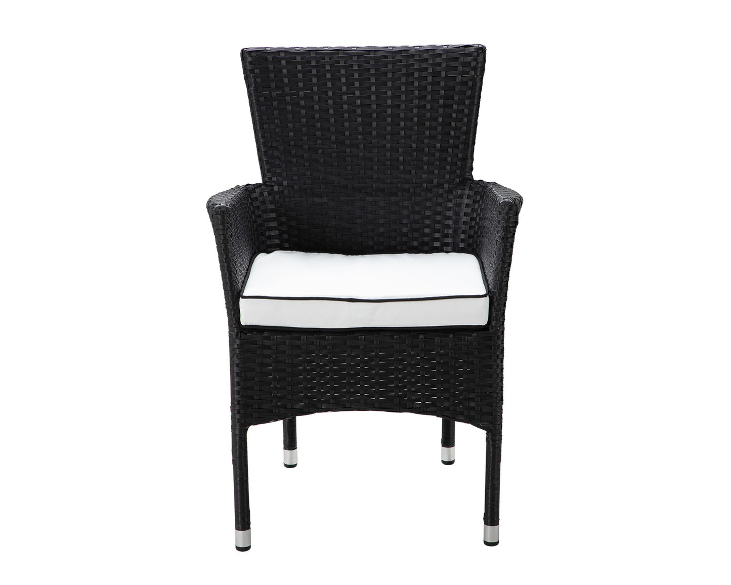 Cambridge 8 Rattan Garden Chairs and Rectangular Dining Table Set in Black and Vanilla