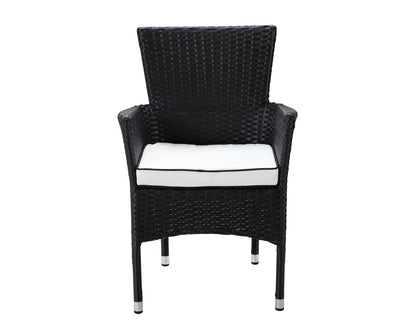 Cambridge 8 Rattan Garden Chairs and Rectangular Dining Table Set in Black and Vanilla