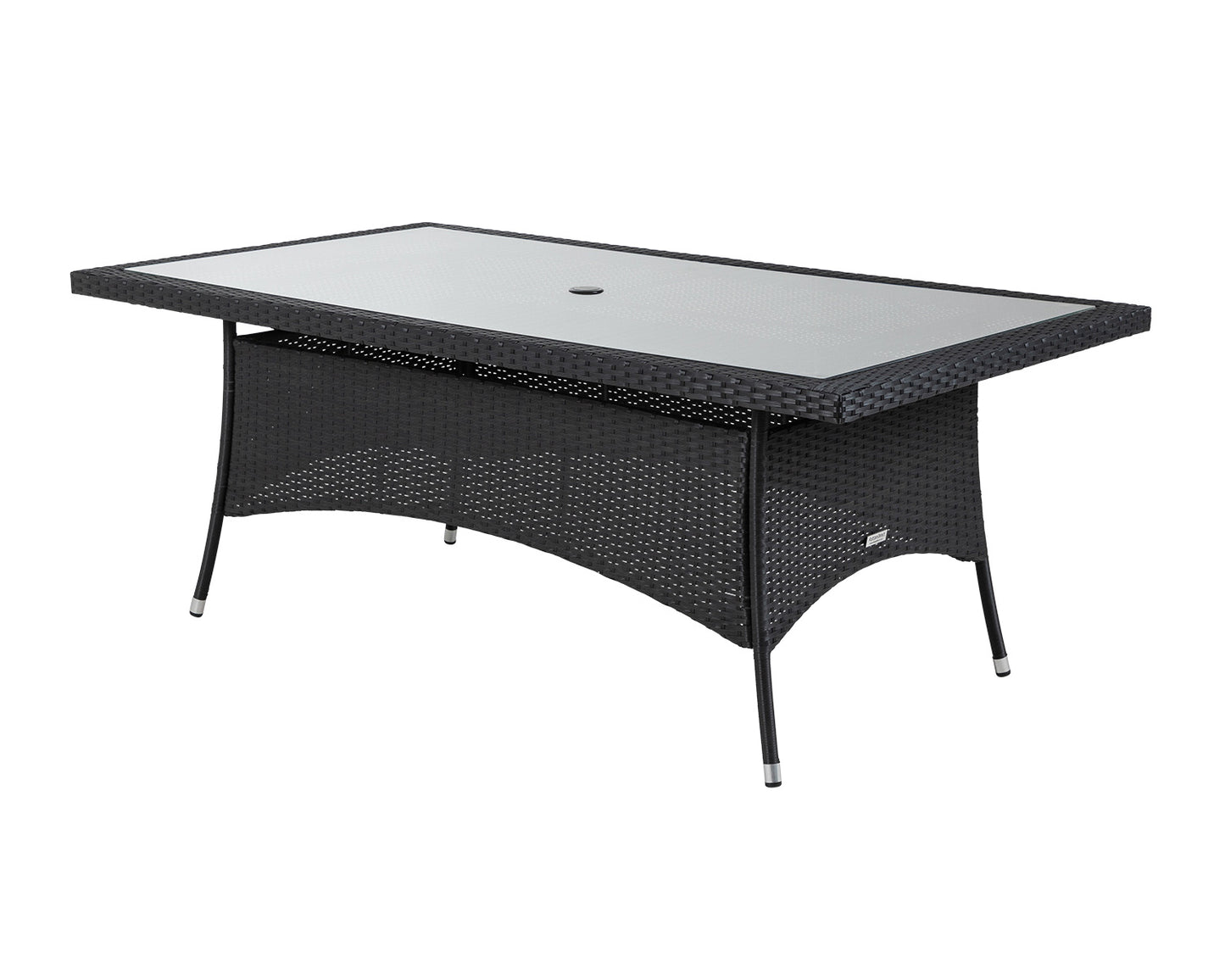 Cambridge 8 Rattan Garden Chairs and Rectangular Dining Table Set in Black and Vanilla