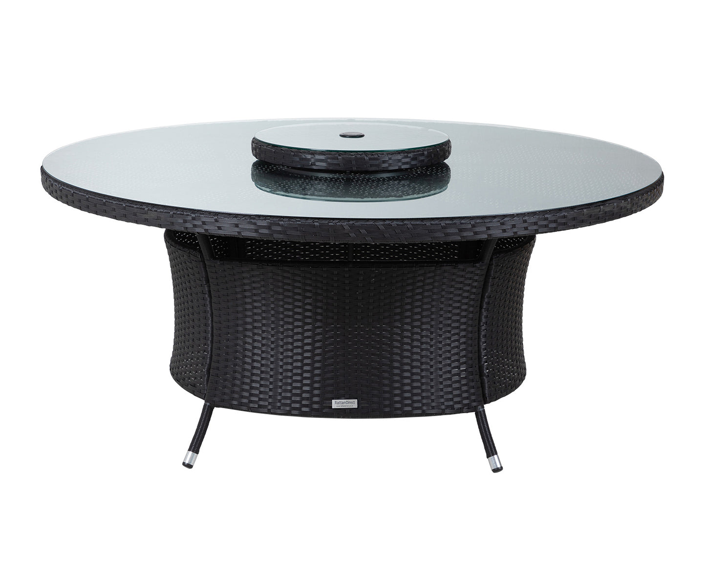 Cambridge 4 Rattan Garden Chairs and Large Round Dining Table Set in Black and Vanilla