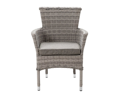 Cambridge 4 Rattan Chairs and Small Round Dining Table Set in Grey
