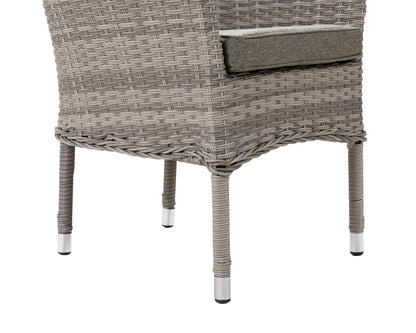 Cambridge 4 Rattan Chairs and Small Round Dining Table Set in Grey