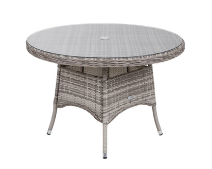 Cambridge 4 Rattan Chairs and Small Round Dining Table Set in Grey