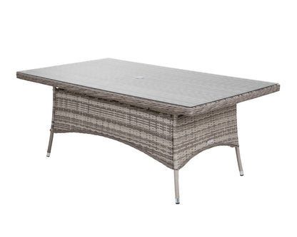 Cambridge 6 Rattan Chairs and Rectangular Dining Table Set in Grey