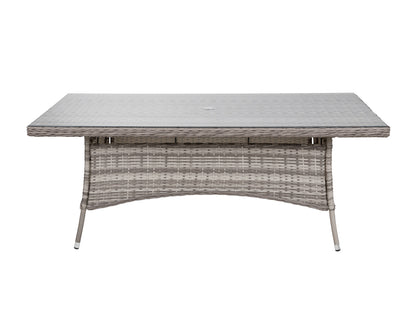 Cambridge 6 Rattan Chairs and Rectangular Dining Table Set in Grey