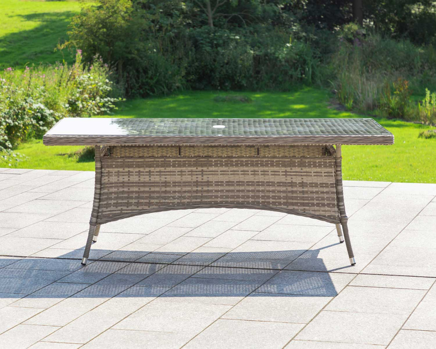 Cambridge 8 Rattan Chairs and Rectangular Dining Table Set in Grey