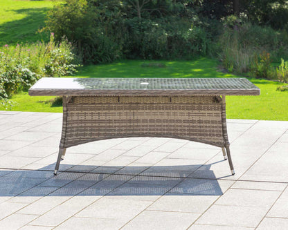 Cambridge 8 Rattan Chairs and Rectangular Dining Table Set in Grey