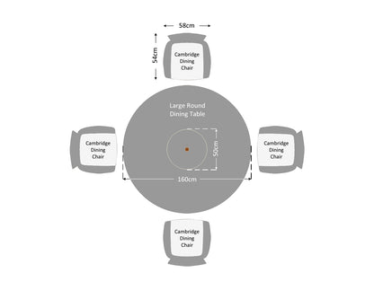 Cambridge 4 Chairs and Large Round Table Set in Grey