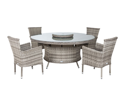 Cambridge 4 Chairs and Large Round Table Set in Grey