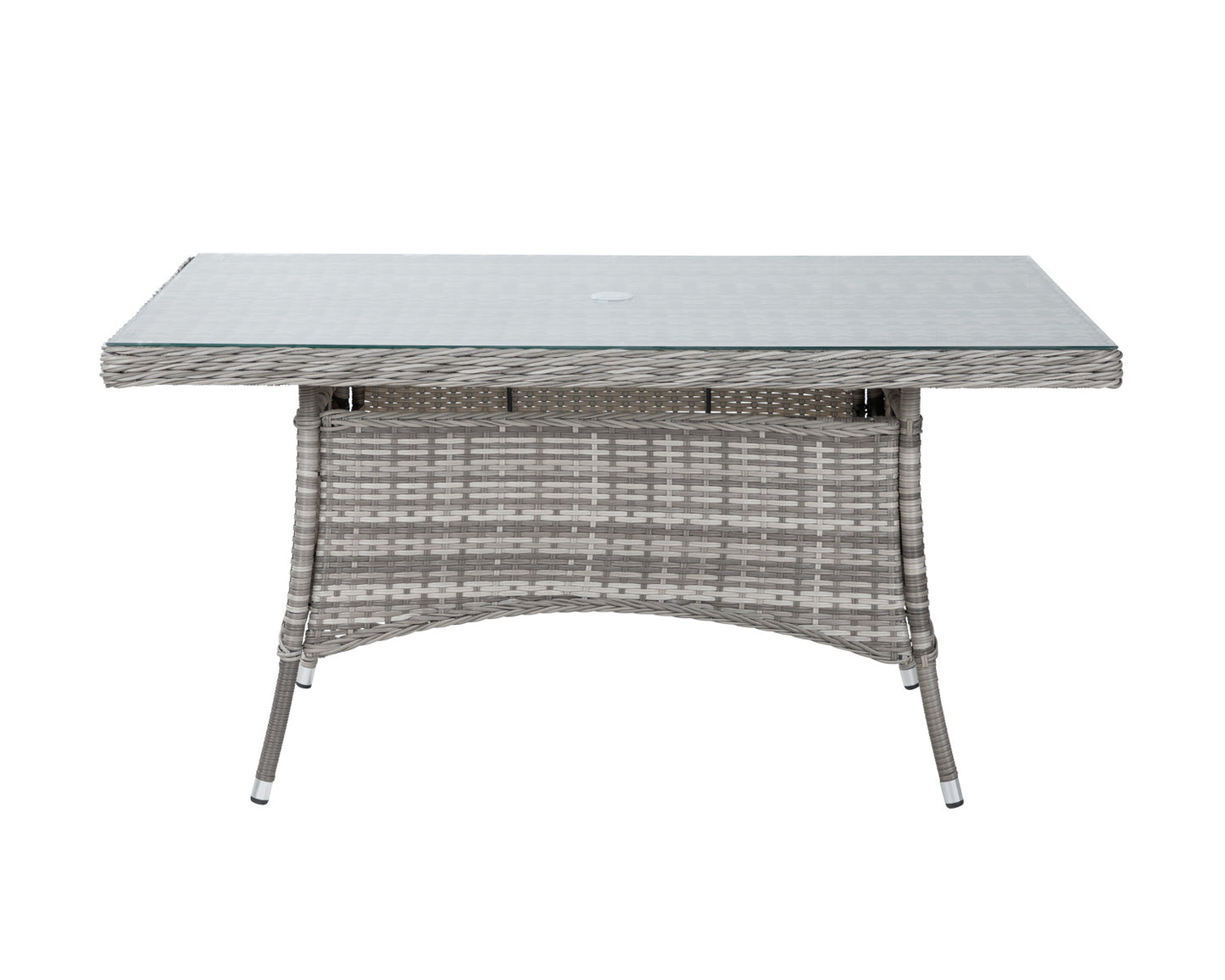 Cambridge 6 Rattan Chairs and Small Rectangular Dining Table Set in Grey