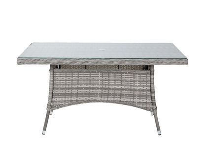 Cambridge 6 Rattan Chairs and Small Rectangular Dining Table Set in Grey